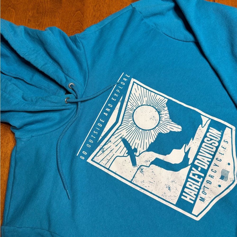 Harley-Davidson Pensacola, FL ‘Go Outside and Explore Teal Hoodie Mens XL